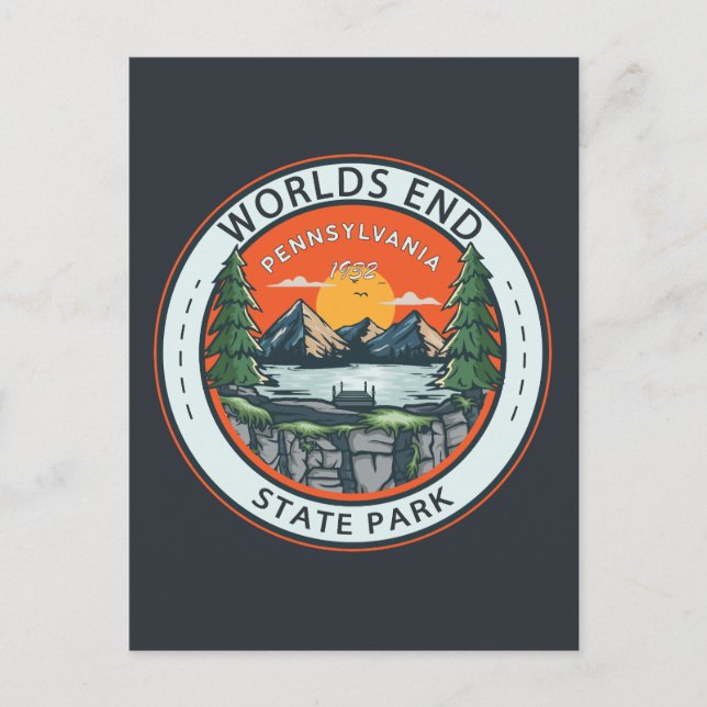 Worlds End State Park Pennsylvania Badge Postcard (Front)