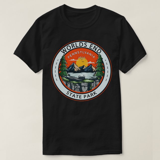 Worlds End State Park Pennsylvania Badge T-Shirt (Design Front)