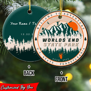 Worlds End State Park Pennsylvania Retro Sunset Ceramic Ornament