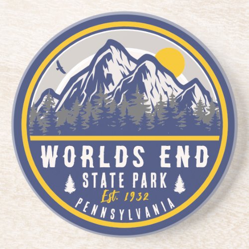 Worlds End State Park Pennsylvania Retro Sunset Coaster