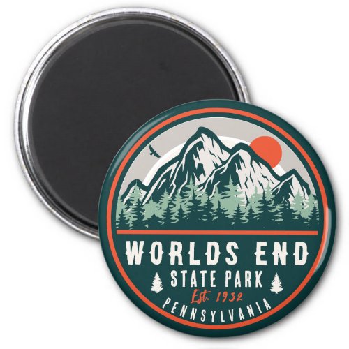 Worlds End State Park Pennsylvania Retro Sunset Magnet