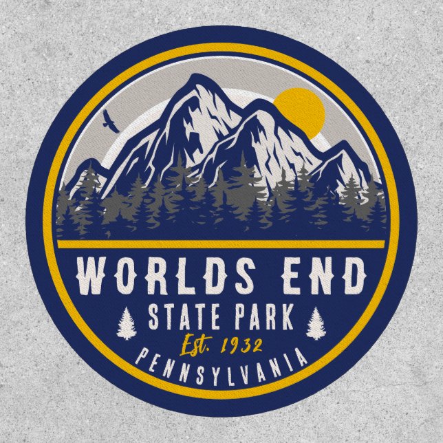 Worlds End State Park Pennsylvania Retro Sunset Patch (Front)