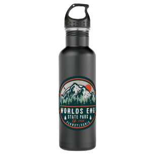 Worlds End State Park Pennsylvania Retro Sunset Stainless Steel Water Bottle