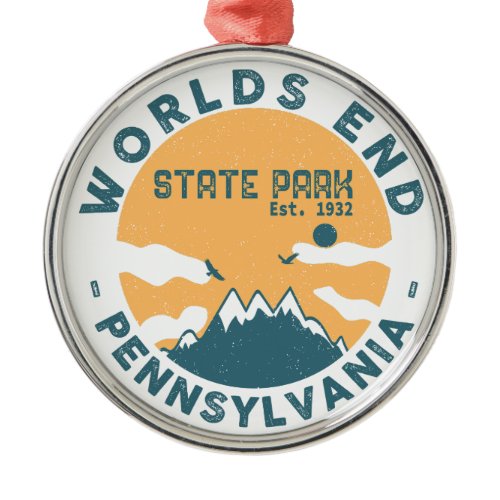 Worlds End State Park Pennsylvania Retro Vintage Metal Ornament