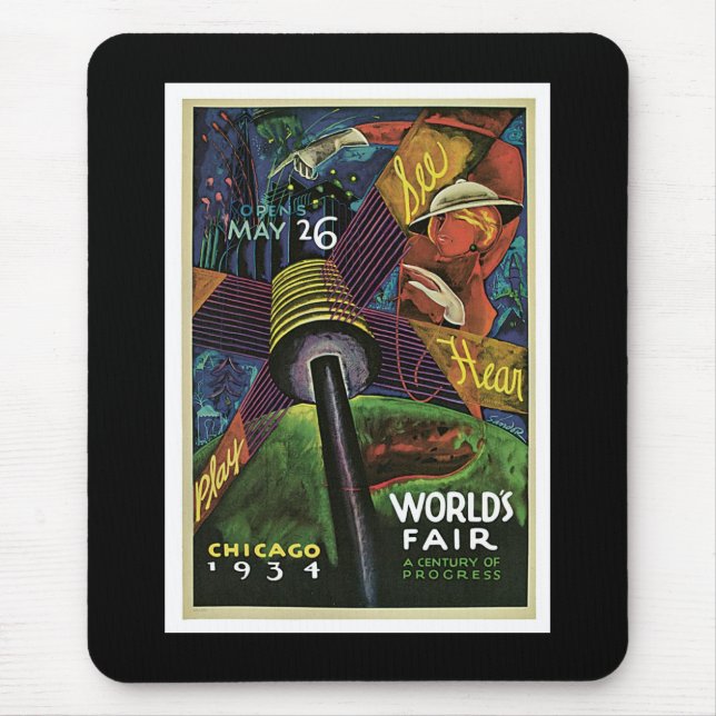 "World's Fair, Chicago, 1934" Vintage Mouse Pad (Front)