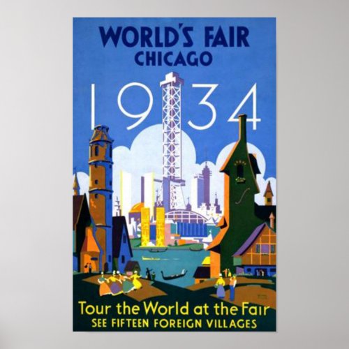 Worlds Fair Chicago 1934 WPA Vintage Poster