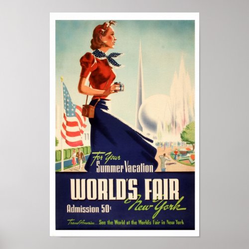 Worlds Fair in New York Vintage Poster Print