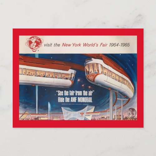 Worlds Fair Monorail New York 1964 Vintage Postcard
