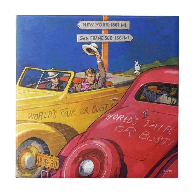 World's Fair or Bust Ceramic Tile (Front)