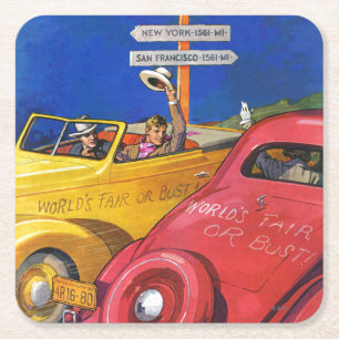 World's Fair or Bust Square Paper Coaster