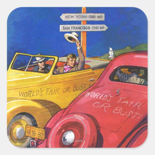 Worlds Fair or Bust Square Sticker