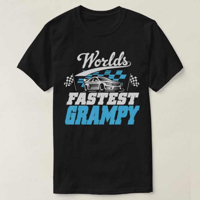 Worlds Fastest Grampy Race Checkered Flag  T-Shirt (Design Front)