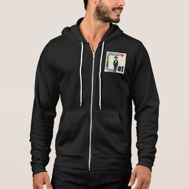World's Favourite Dad #1 Black Zip-Up Hoodie (Front)