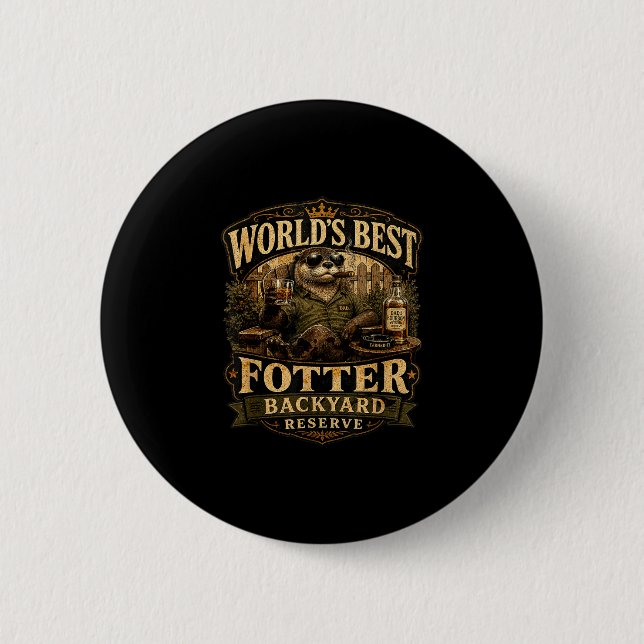 Worlds fotter funny otter backyard dad pun button (Front)