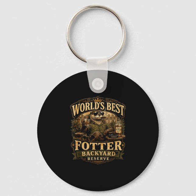 Worlds fotter funny otter backyard dad pun keychain (Front)