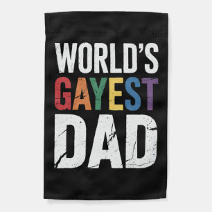 World's Gayest Dad LGBTQ Gay Pride Ally Rainbow Garden Flag