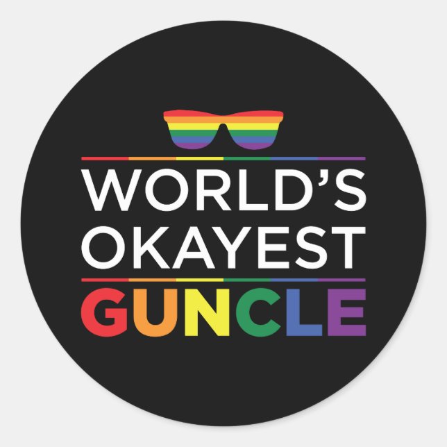 Worlds Gayest Guncle Gay Pride Classic Round Sticker (Front)