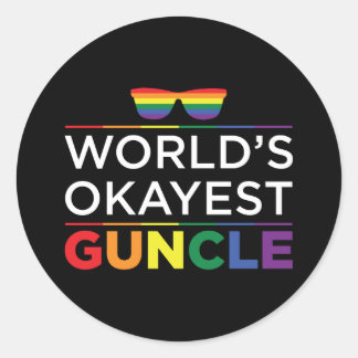 Worlds Gayest Guncle Gay Pride Classic Round Sticker