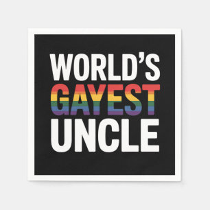 World's Gayest Uncle LGBTQ Gay Pride Ally Rainbow Napkins