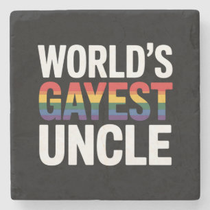 World's Gayest Uncle LGBTQ Gay Pride Ally Rainbow Stone Coaster