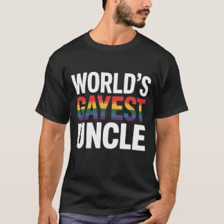 World's Gayest Uncle LGBTQ Gay Pride Ally Rainbow T-Shirt