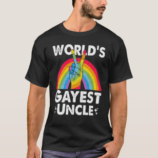 Worlds Gayest Uncle Proud Papa Gay Pride Month Rai T-Shirt
