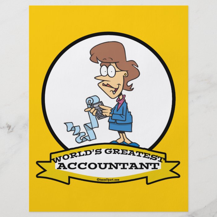 WORLDS GREATEST ACCOUNTANT WOMAN CARTOON FLYERS