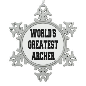 Worlds Greatest Archer Snowflake Pewter Christmas Ornament