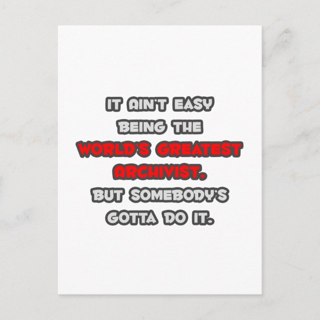 World's Greatest Archivist Joke Postcard (Front)