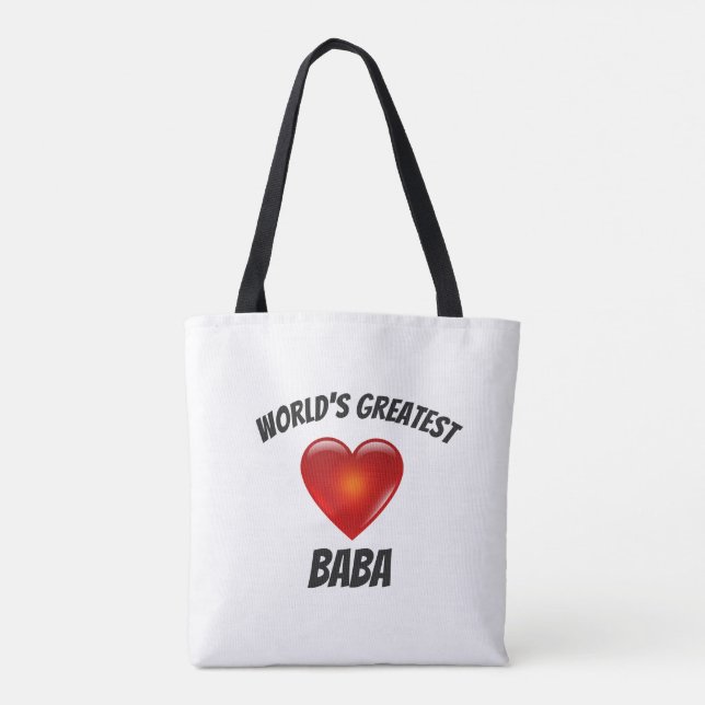 World's Greatest Baba Heart Tote Bag (Back)