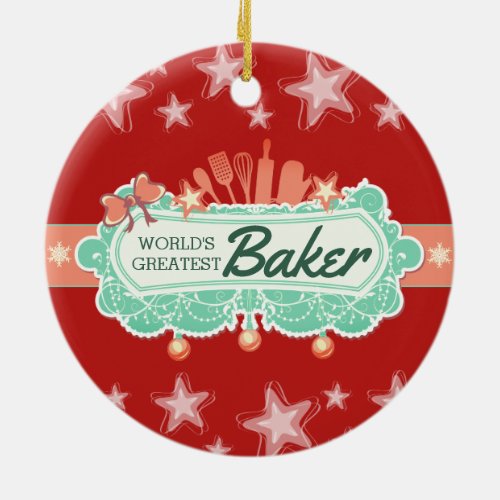 Worlds greatest baker culinary Christmas ornament