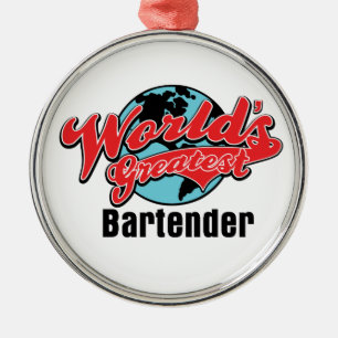 Worlds Greatest Bartender Metal Ornament