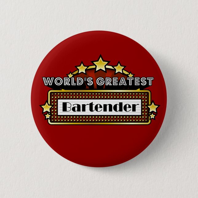 World's Greatest Bartender Pinback Button (Front)