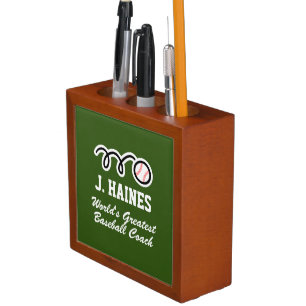 World's greatest baseball coach custom sports gift desk organizer