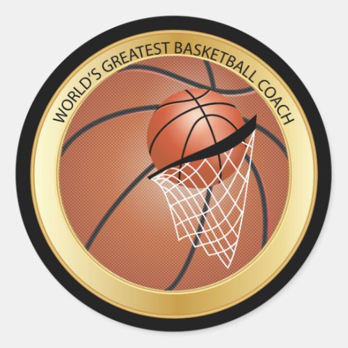 Worlds Greatest Basketball Coach Classic Round Sticker