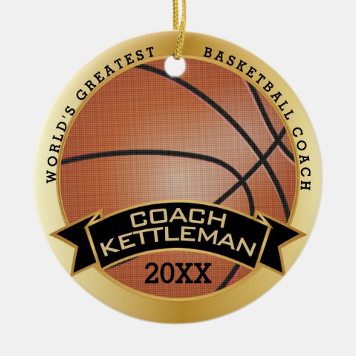 Worlds Greatest Basketball Coach   Player Ceramic Ornament