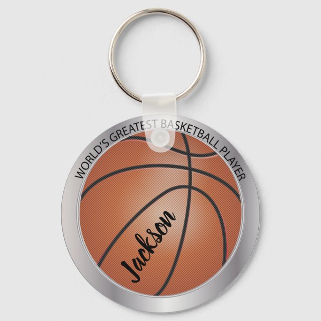 World's Greatest Basketball Player -Silver Keychain (Front)
