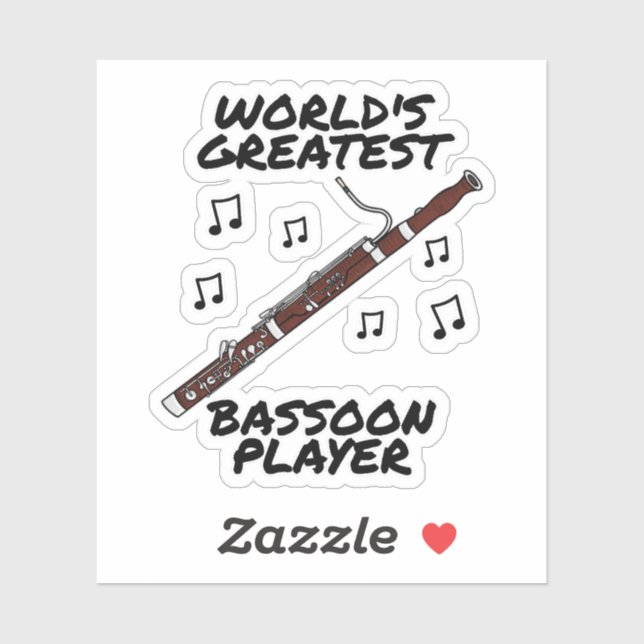 World's Greatest Bassoon Player, Bassoonist Funny Sticker (Sheet)