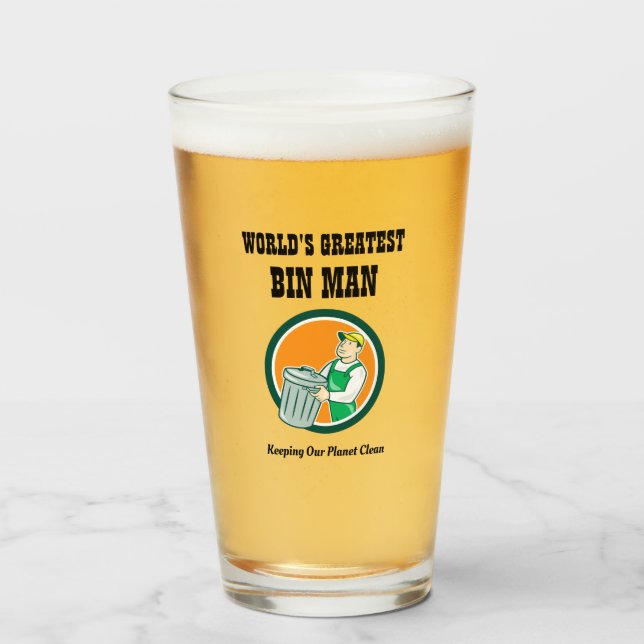 World's Greatest BIN MAN Keeping Our Planet Clean Glass (Front Filled)