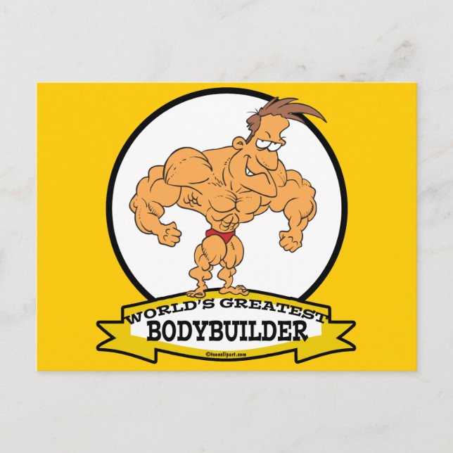 WORLDS GREATEST BODYBUILDER MEN CARTOON POSTCARD (Front)
