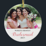 World's Greatest Bridesmaid Christmas Ornament<br><div class="desc">World's Greatest Bridesmaid Christmas Ornament
Wording can be changed into any occasion</div>