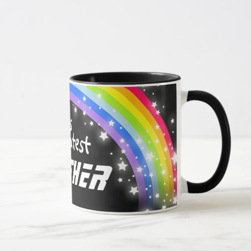 Worlds greatest BROTHER rainbow black mug