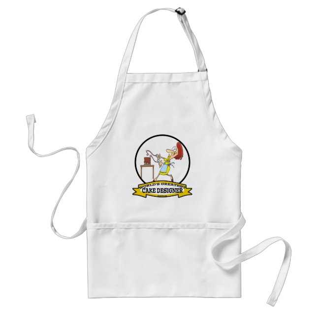 WORLDS GREATEST CAKE DESIGNER WOMEN CARTOON ADULT APRON (Front)