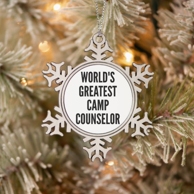 Worlds Greatest Camp Counselor Snowflake Pewter Christmas Ornament (Tree)