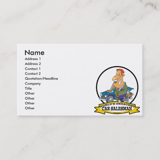 Customizable WORLDS GREATEST CAR SALESMAN II CARTOON BUSINESS CARD TEMPLATES