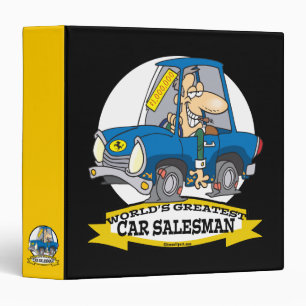 WORLDS GREATEST CAR SALESMAN MEN CARTOON 3 RING BINDER