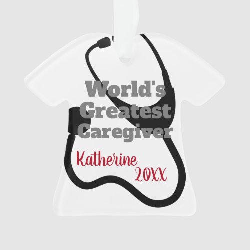 Worlds Greatest Caregiver Cute Personalized Ornament