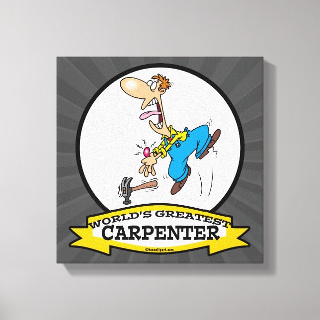 WORLDS GREATEST CARPENTER II MEN CARTOON CANVAS PRINT (Front)