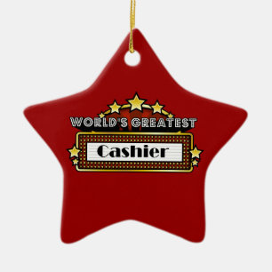 World's Greatest Cashier Ceramic Ornament