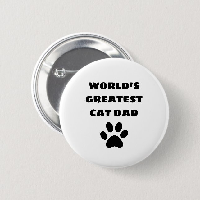 World's Greatest Cat Dad Custom Text Personalized Button (Front & Back)